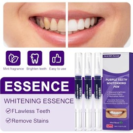 3 Stück Effektiv Zahnaufhellung Bleaching Stift,Purple Teeth Whitening Pen,Schnelles bleaching zähne,Effektiv Flecken Entfernen Weiße Zähne zu Hause,Bequem und praktisch,Frischer Atem