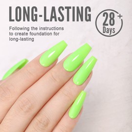 YOKE FELLOW Gel Nail Polish, Fluorescent Green Color Spring Summer Soak Off UV LED Nail Lamp Gel Polish Nail Art Starter Manicure Salon DIY at Home 10ml