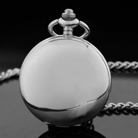 Alwesam Pocket Watch Hand Wind Mechanical Luminous Arabic Numerals with Chain&Box Best Gift(PJX008-Silver-1)