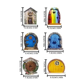 Jinshining Multicolour Mini Fairy Garden Door for Tree, 3D Miniature Fairy Door for Fairytale Tiny House Doors, Bonsai Terrarium Micro Landscape Decoration Accessories Garden Miniatures