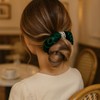 100% Mulberry Silk Scrunchie with Detachable Pearl Bracelet, Green Pure