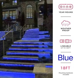 LAMPHOME Blue Neon Light Strip 18FT Flexible Neon Rope Lights Indoor Outdoor Led Strip Lights Waterproof 120LEDs/M AC 110VPlug and Neon LED Lights for Bedroom Home Commercial Lighting