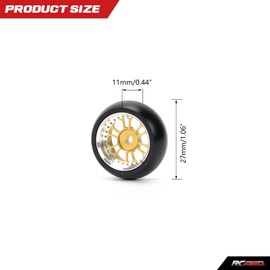 RCAWD Alloy RC Wheel Rim Tyre RC Drift Tyre for 1/28 Wltoys K969 K989 P929 Kyosho Rally Model Car Upgrade Part 4pcs (Yellow)