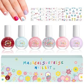 6 Farben Nagellack Set für Mädchen - Peel Off Schnelltrocknend Nagellack - Wasserbasiert Nagellack Set Geschenke Kit (Colorful Set 03, 6PCS)