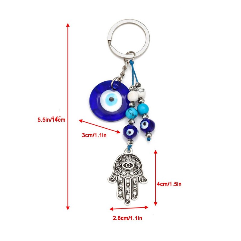 Dinaauto Turkish Evil Eye Keychain Handmade Alloy Keyring Good Luck