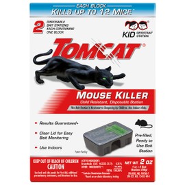Tomcat Mouse Killer Disposable Station for Indoor Use - Child Resistant, 2 Stations with 1 Bait Each