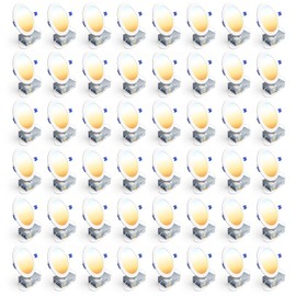 Ensenior paquete de 48 luces LED empotrables de 6 pulgadas, atenuables, 2700K-5000K 5CCT, 1200LM de alto brillo, 12W 120V, clasificación de humedad, lámpara de techo ultrafina sin carcasa, tipo oblea