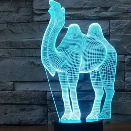3D Camel Night Light Led Touch Switch Decor Table Desk Optical Illusion Lamps 7 Color Changing Lights LED Table Lamp Xmas Home Love Birthday Children Kids Decor Toy Gift