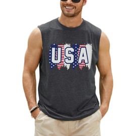 Deranex 4th of July Tank Top Men USA Flag Print Summer Beach Muscle Mens 4th of July Shirt Graphic Patriotic Workout Gym Tops P7 XL