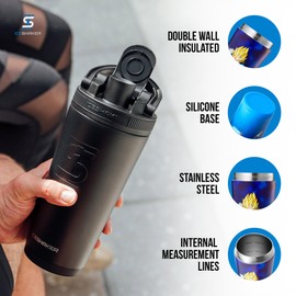 Ice Shaker Dragon Ball Z Stainless Steel Shaker Bottle | 26oz, Vegeta | Cold for 30+ Hours | Insulated Cup with Twist-on Agitator | Odor-Free Bottle for Protein Shakes, Water, Smoothies, Cocktails