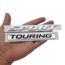 2Pc Sport Touring Rear Trunk Letter Logo Badge Emblem Nameplate (Silver Black)