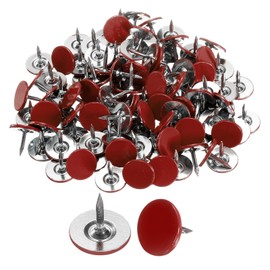 sourcing map 150Pcs Upholstery Tacks, 11mmx10mm Flat Head Thumb Tack Decorative Furniture Nails Push Pins for Furniture Sofa Headboards, Red