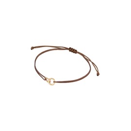 Elli Geo Minimal Women's Circle Bracelet with Nylon Brown in 925 Sterling Silver Gold-Plated, Nylon Sterling Silver, None