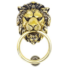 Anatolica Lions Head Door Knocker,7.1 inches,Solid Brass,Regency Period(Antique Brass)