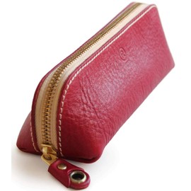 PORCO ROSSO sokunou Leather Pencil Case, Name Engraving, Pencil Case, Genuine Leather, Tochigi Leather, Adult, Made in Japan, Large Capacity, Simple Brand, Polcolosso, Red, Triangle, Men's, Women's,