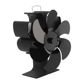 Stove Fan 6 Blades Greater Air Volume Low Noise Operation Wear Resistance Fireplace Fan Black L
