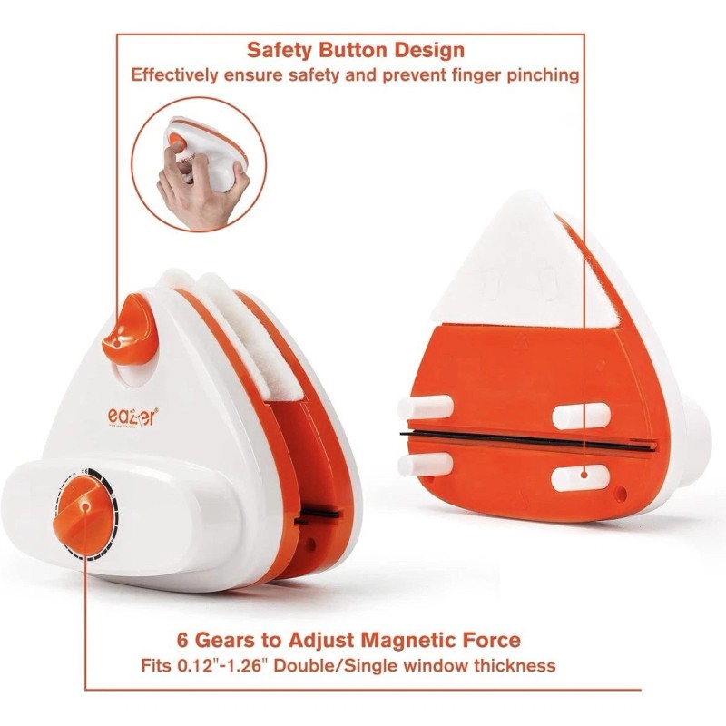 Eazer Double Sided Magnetic Window Cleaner, Multi Gear, 0.12”-1.26” Thick