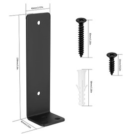 Pack of 4 Floating Shelf Brackets, Black, Shelf Brackets, Heavy Duty Angle, Shelf Bracket, L Shelf Bracket for Shelf Bracket, with Screw (5.9 Inch/150 mm)