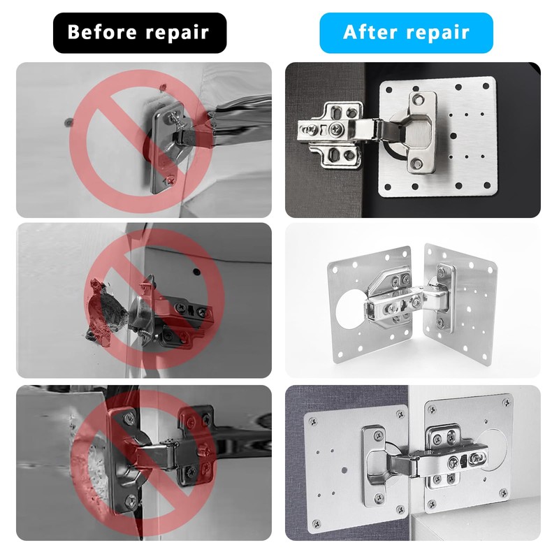 12 Pcs Stainless Steel Cupboard Hinges, Brackets, 96 Screws &