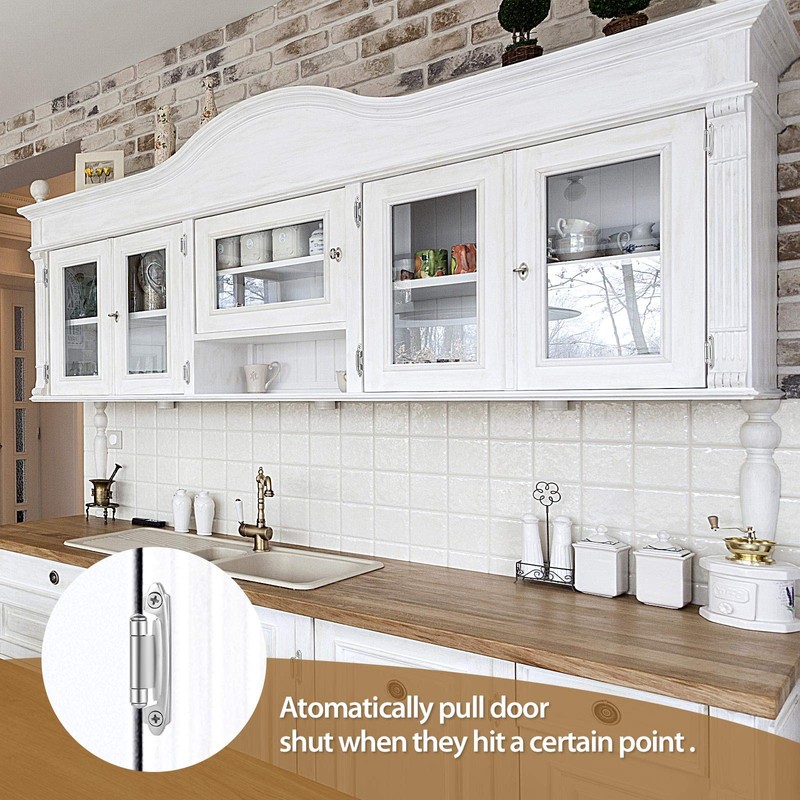 Satin Nickel Self Closing Kitchen Flush Cabinets Hinge 10 Pair