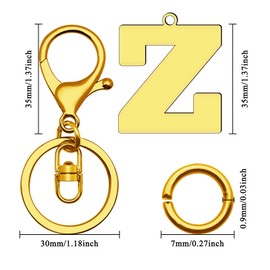 Dabihu Initial Letter Z Alphabet Keychain Initial Monogram Letter Keyring Stainless Steel Letter Pendant with Key Ring for Car Key Handbag Backpack Bag Purse