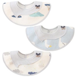 Comfort U Baby Bib Bib Boy/Girl, Petal Shape, Set of 3, Water Absorbent, Soft, 360° Rotation, Adjustable Size, Waterproof, Baby Apron, Cute, Meal Style, Unisex, Outing, Baby Shower, Gift, Nursery