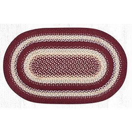 Earth Rugs C-791 Burgundy/Gray/Cream Oval Braided Rug 27"x45"