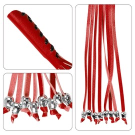 Motorcycle Brake Clutch Covers PU Leather Fringed Brake Lever Cover Universal Grip Tassels Motorcycle Handlebar Covers with Skull Beads (Red, L*W: 14" X 3")