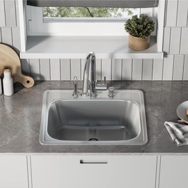 Swiss Madison Well Made Forever Ouvert 25 x 22 Stainless Steel, Single Basin, Top Mount Kitchen Sink, stainless steell (SM-KT664)