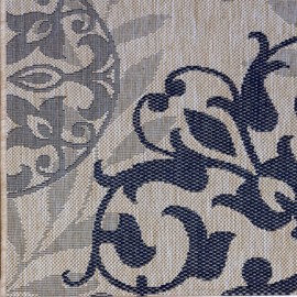 Gertmenian Indoor Outdoor Classic Flatweave Area Rug, Stain & UV Resistant Carpet, Deck, Patio, Poolside & Mudroom, 6x9 Ft Medium, Abstract Medallion, Tan, 22478