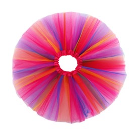 Sibba Sparkle Rainbow Tutu Skirt Ballet Dance Skorts 3 Layered Tulle Outfit Role-Playing Cosplay Birthday Princess Christmas Party Decoration for Girls 2-7 Years Sports Clothing (Pink)