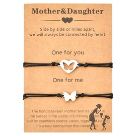 Mother Daughter Bracelets Set for 2 Matching Bracelets for Mom and Daughter Gift from Mom Daughter Heart Butterfly Bracelets for Women Mom Mothers Day Gifts from Daughter Birthday Wedding Gift Ideas