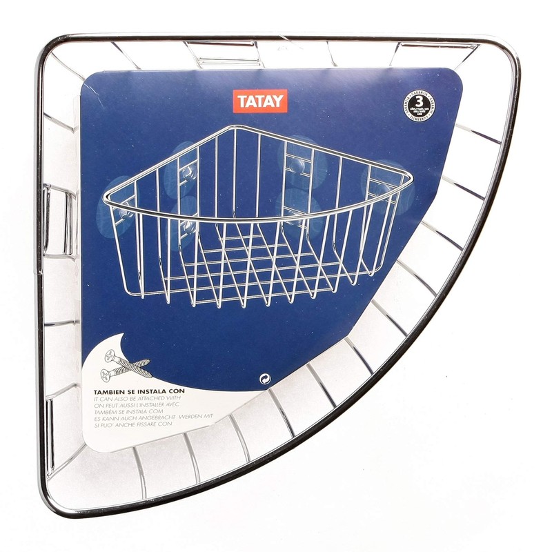 Tatay Corner Wire Shelf with Suction Pad, 190 x 190