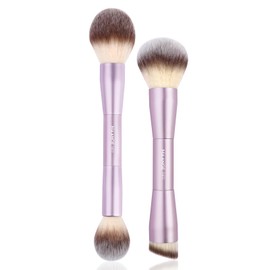 MAANGE Foundation Makeup Brushes, 2Pcs Double Ended Makeup Brush for Blending Liquid Powder Concealer Cream Blush Buffe (Lilac)