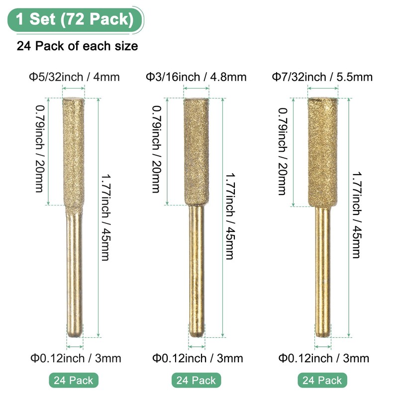 M METERXITY 72-Pack Diamond Chainsaw Sharpener, 5/32", 3/16", 7/32" High