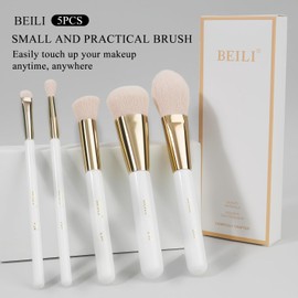 BEILI Makeup Brushes Set Makeup Brushes for Complexion Contour Powder Makeup Vegan Foundation Powder Contour Eyeshadow Highlight 5pcs