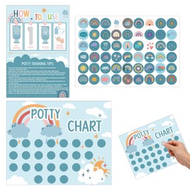 Potty Training Chart for Toddlers, Reusable Boho Potty Reward Chart with Stickers Fun Motivating Potty Training Toilet Sticker Reward Chart for Boys Girls