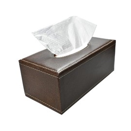 Antique PU Leather Tissue Box Cover with Magnetic Bottom - Rectangular Napkin Holder for Bathroom, Home, Office, Car Decor (Brown)