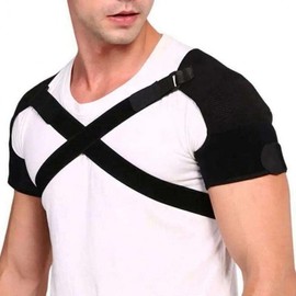 Adjustable Cross-Strap Dual Shoulder Sports Support Brace for Injury Prevention Black/Small
