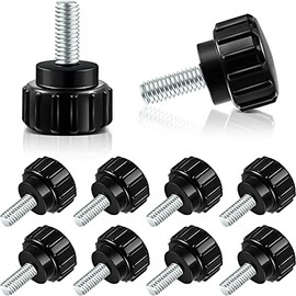 Hotop M4 x 10 mm de acero al carbono roscado tornillo moleteado tornillos en los pomos apretones negro redondo tornillo de sujeción, negro (10)