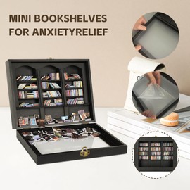 SIHPTO Anxiety Mini Bookshelf Decoration Box with 300pcs Mini Books，Miniature Library for Book Lovers,Christmas Gifts for Family and Friends，End of Year Gifts for Children