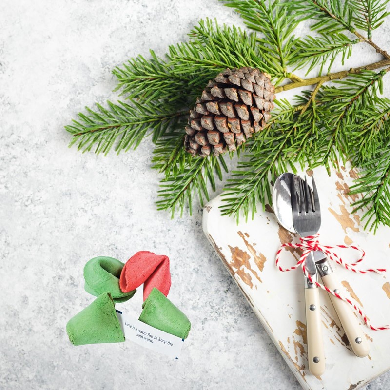 Christmas Fortune Cookies, Red Green, 100 Count, Individually Wrapped, Dairy-Free