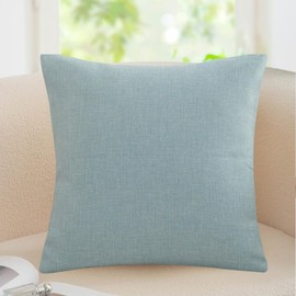 TUKUMO Cotton Linen Cushion Cover Solid Color 17.7 x 17.7 x 20.9 inches (45 x 45 x 50 cm) Square Stylish Scandinavian Modern Cute Simple Cafe Machine Washable (Sky Blue, 19.7 x 19.7 inches (50 x 50