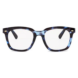 FEISEDY Reading Glasses, Blue Light Blocking, Square Oversized Glasses for Women and Men, B4096(Navy Tortoise, 2.0x)