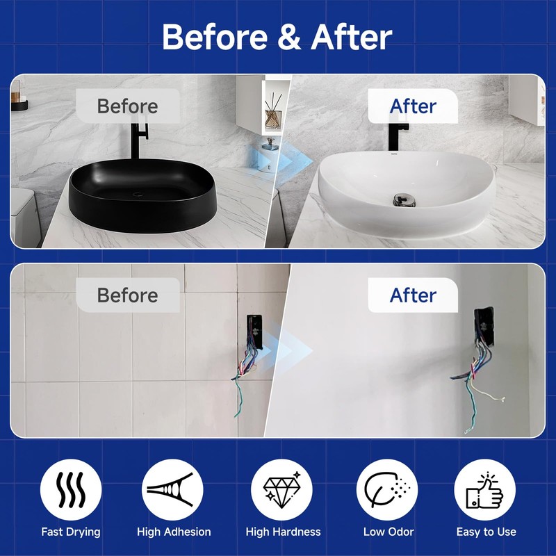 Mollor Tub and Tile Refinishing Kit, 17oz White Tile Paint,