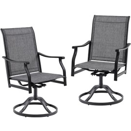 Soohow Outdoor Dining Chairs Set of 2, 360°Swivel Patio Dining Chair with Textilene Fabric, Outdoor Metal Armchair All Weather Resistant, Ergonomic Comfort, Perfect for Patio, Backyard, Balcony