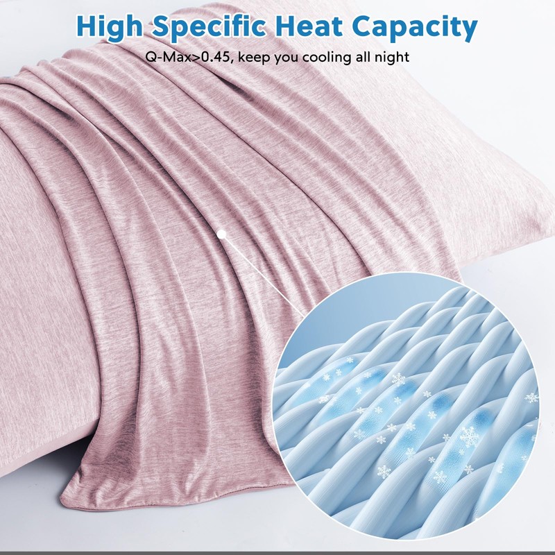 HOMFINE 2 Pack Cooling Pillow Cases- Breathable Soft Cold Pillowcases
