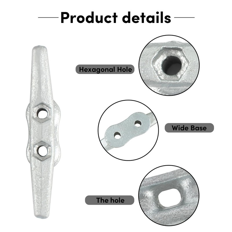 BALAVA Dock Cleat 4 inch Galvanized Iron Rope Cleat Boat