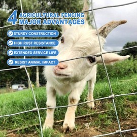 Farm Fence,5ft x 164ft Heavy Zinc Coating Galvanized Farm Fence for Cattle, Sheep, Goats, Hog Wire Field Fencing - Yard Livestock Animals Protection (5x164 ft)