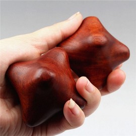 Wooden hexagonal acupressure ball, hand acupressure bar, wooden paper presser, foot massager, gua sha tool, gua sha massager Jibong 4ea